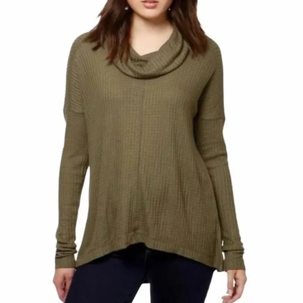 Lucky Brand Cowl Neck Waffle Knit Thermal Top Womens Sz XL